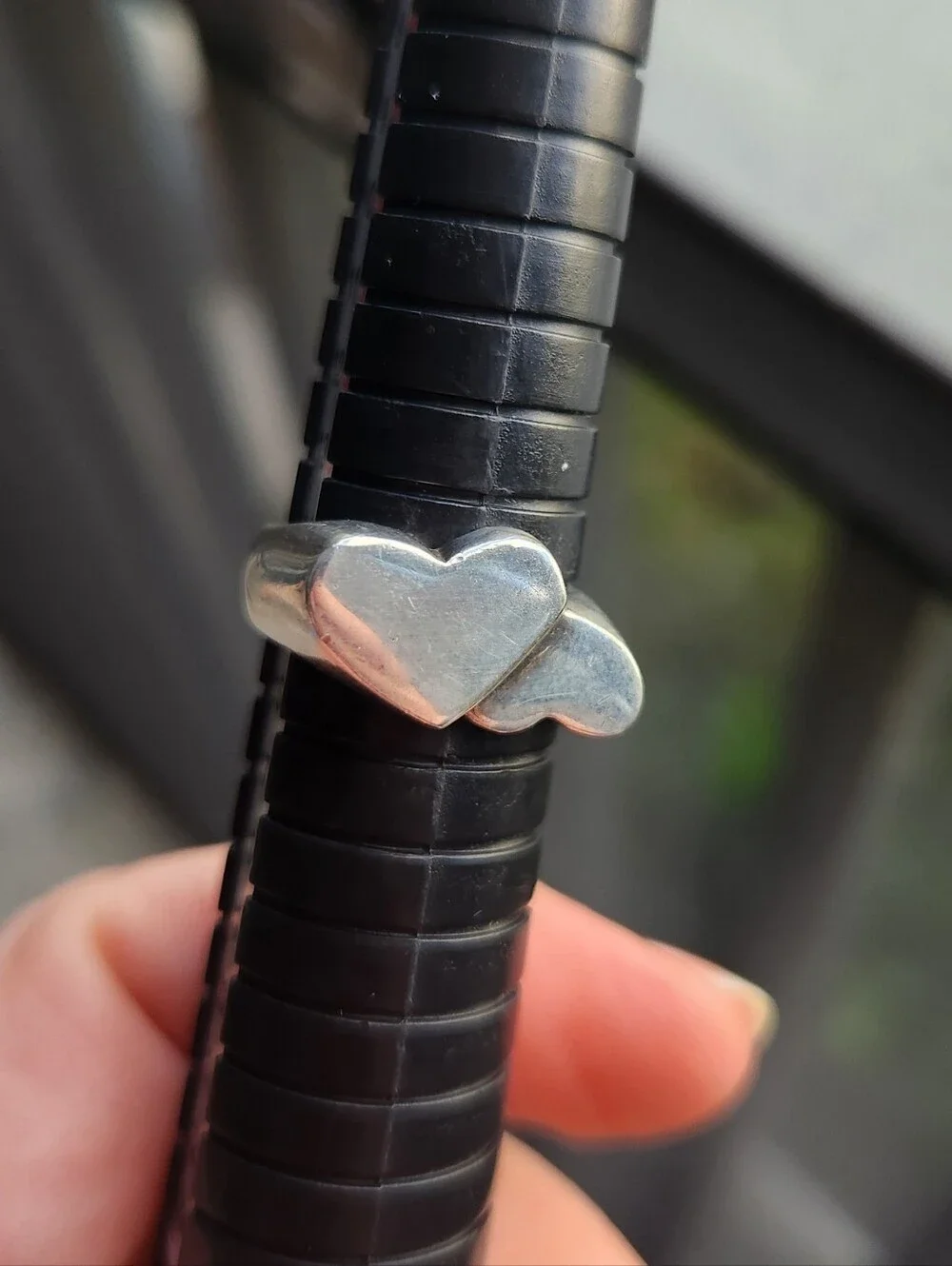 Handmade Sterling Silver 925 Vintage Double Heart Ring Size 7